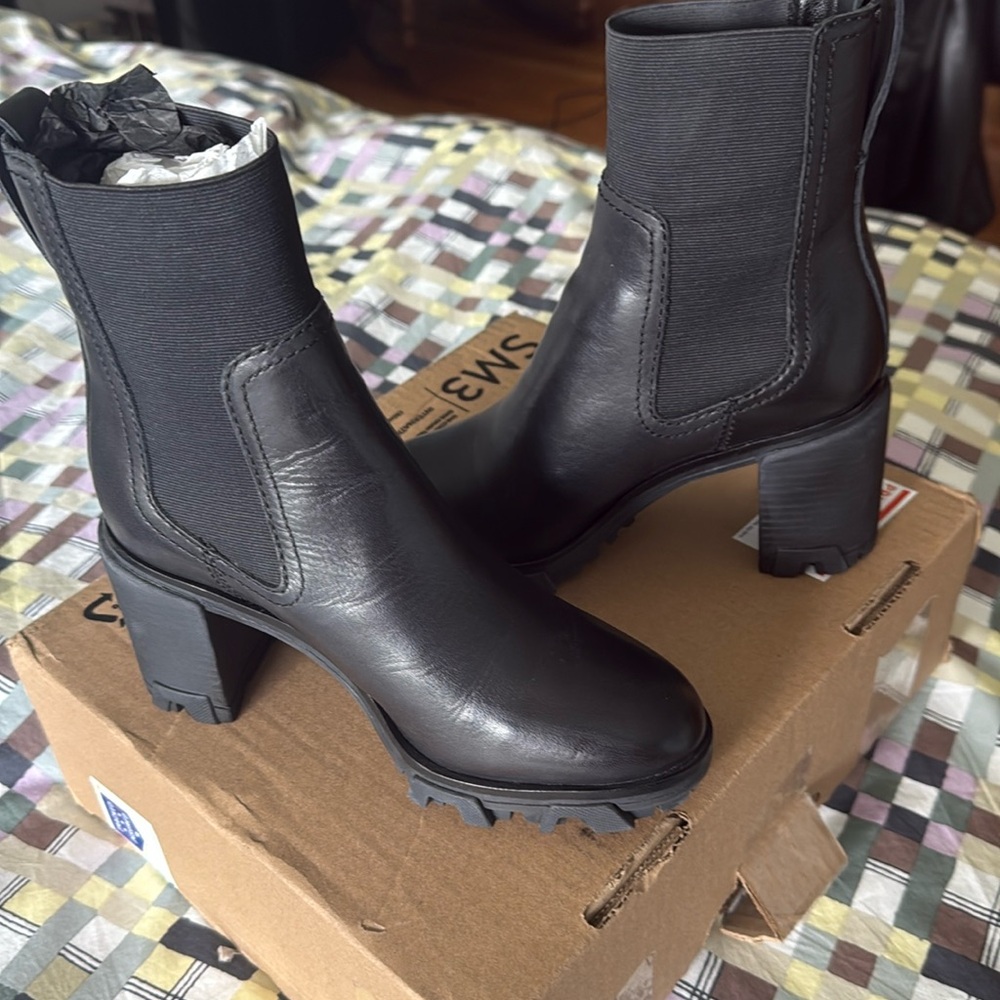 Rag & Bone Shiloh High Leather Combat Ankle Boot in Black Size 6.5